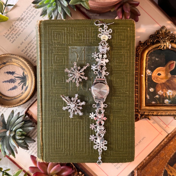 Silver Kirks Folly Snowflake Charm Watch with Matching Earrings