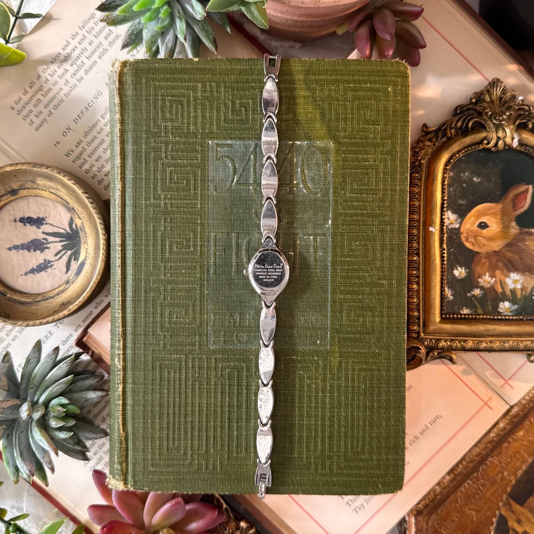Silver Watch with Multicolored Cabochon Stones