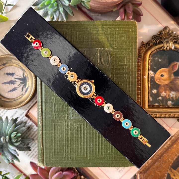 Extremely Rare Gold Joan Rivers Flippable Evil Eye Watch