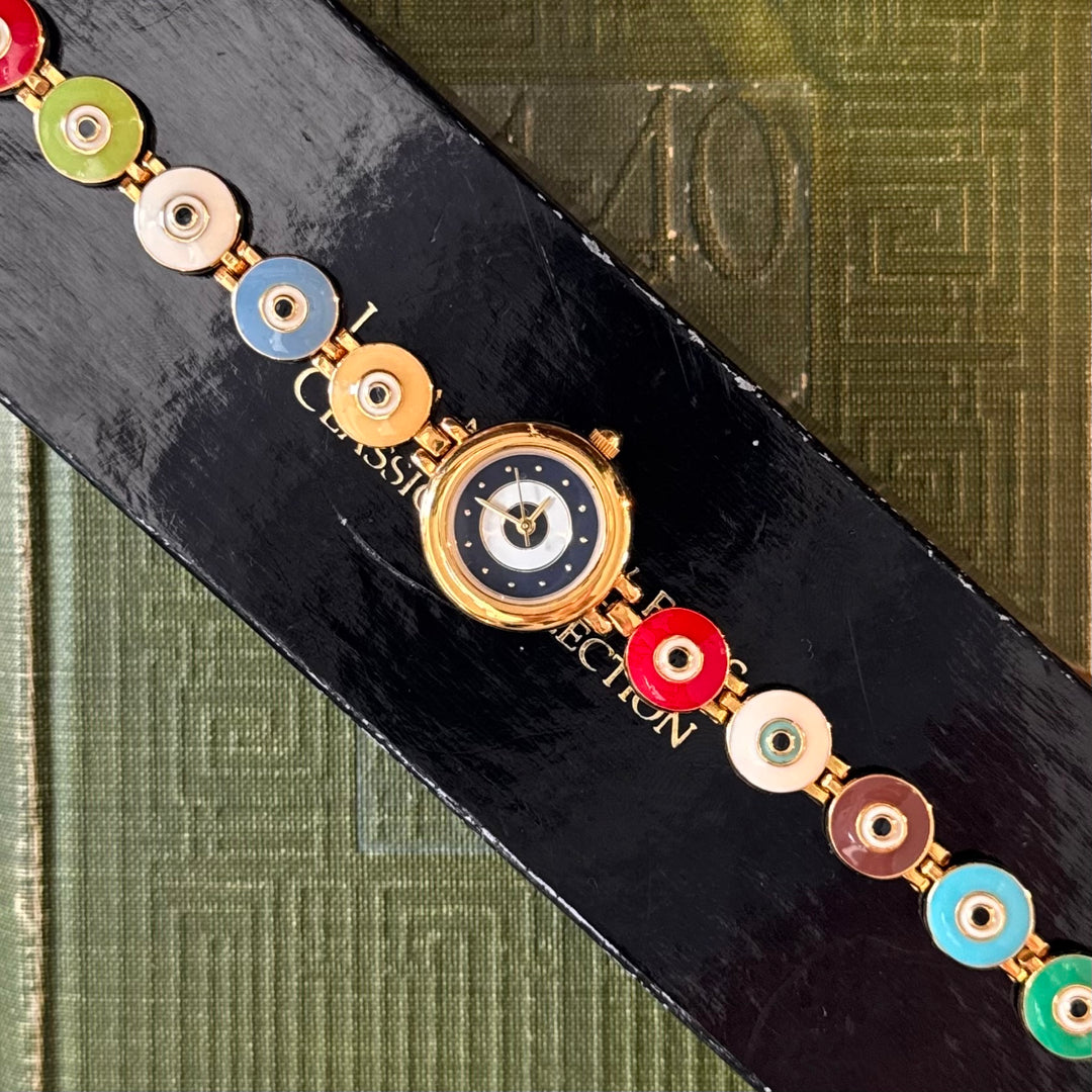 Extremely Rare Gold Joan Rivers Flippable Evil Eye Watch