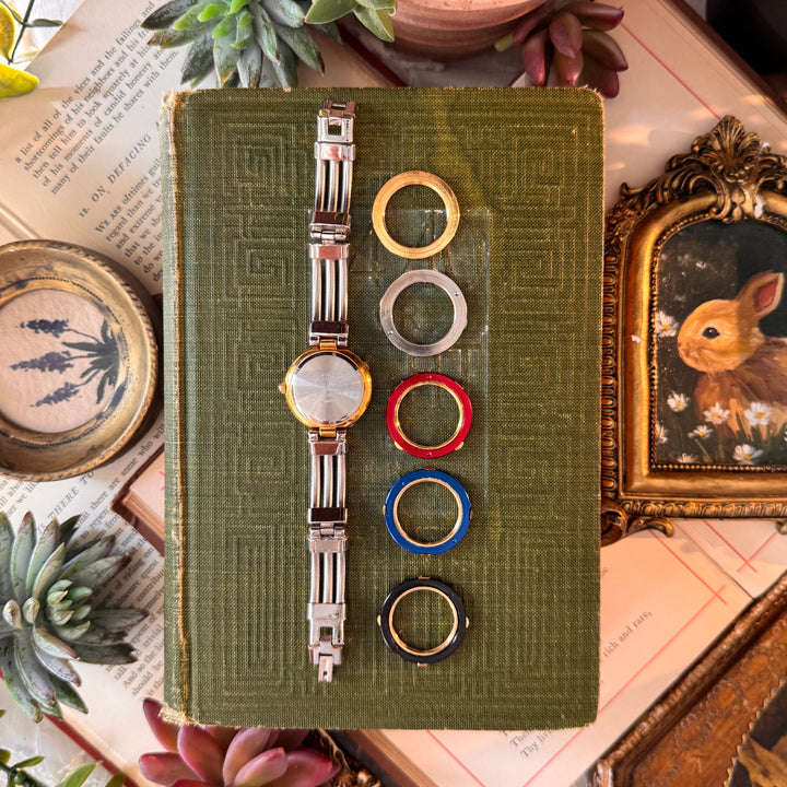 Two Tone Watch with Interchangeable Bezels