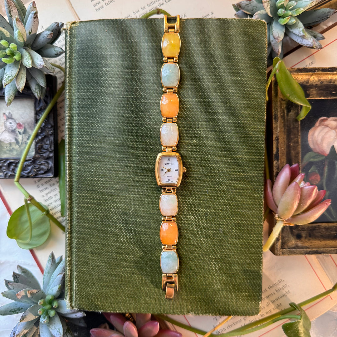 Gold Watch with Cabochon Stones