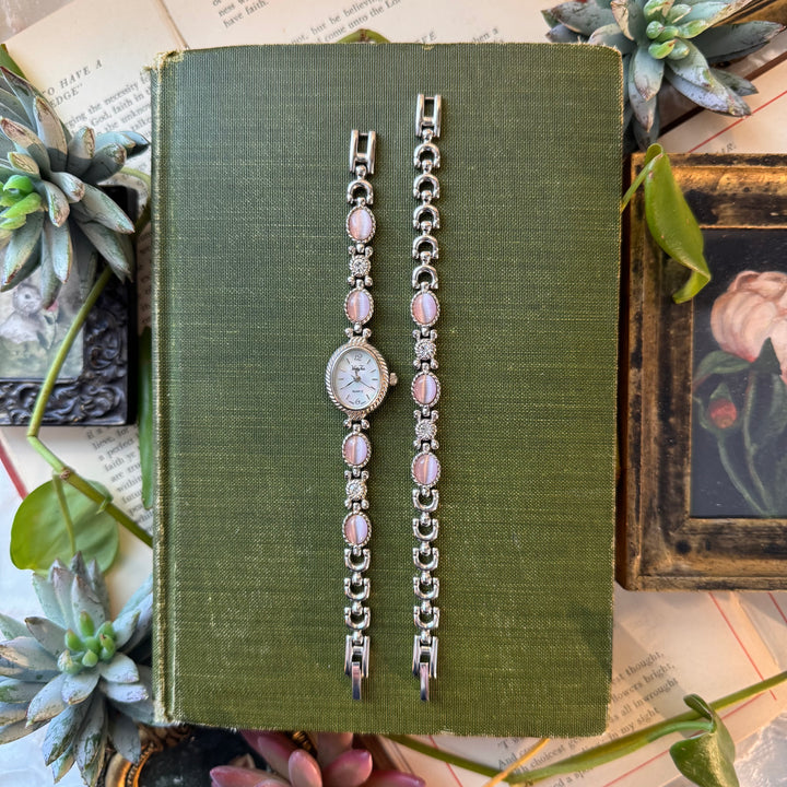Silver Pink Watch with Matching Bracelet