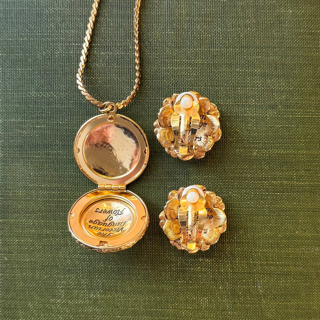 Rare Gold Joan Rivers Locket and Earrings