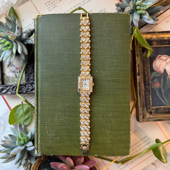 Gold Watch with Rhinestones