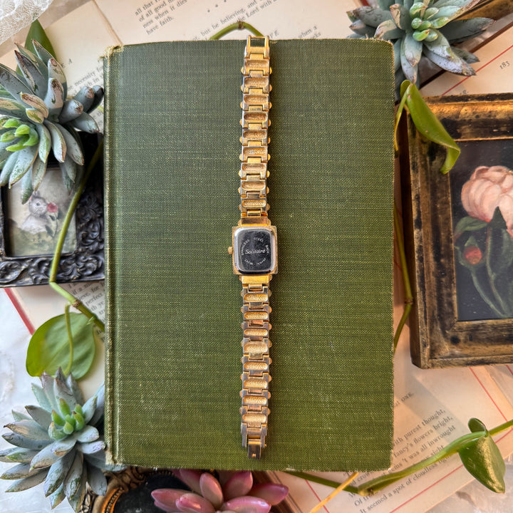 Gold Watch with Rhinestones
