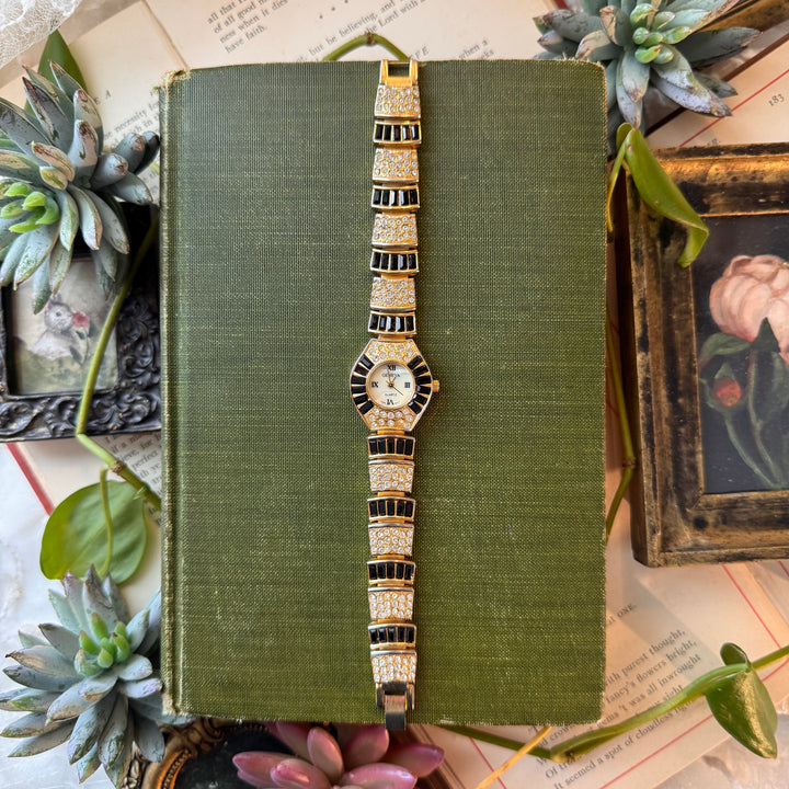 Gold Watch with Rhinestones