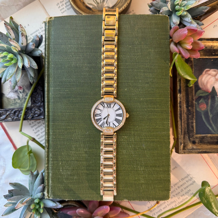 Gold Watch with Rhinestones