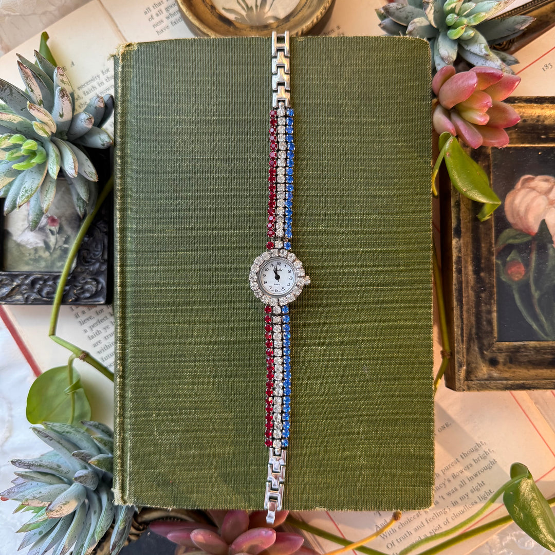 Silver Watch with Rhinestones