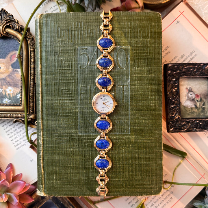Gold Watch with Lapis Lazuli Stones