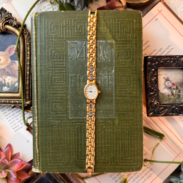 Gold Jules Jurgensen Watch with Genuine Gemstones