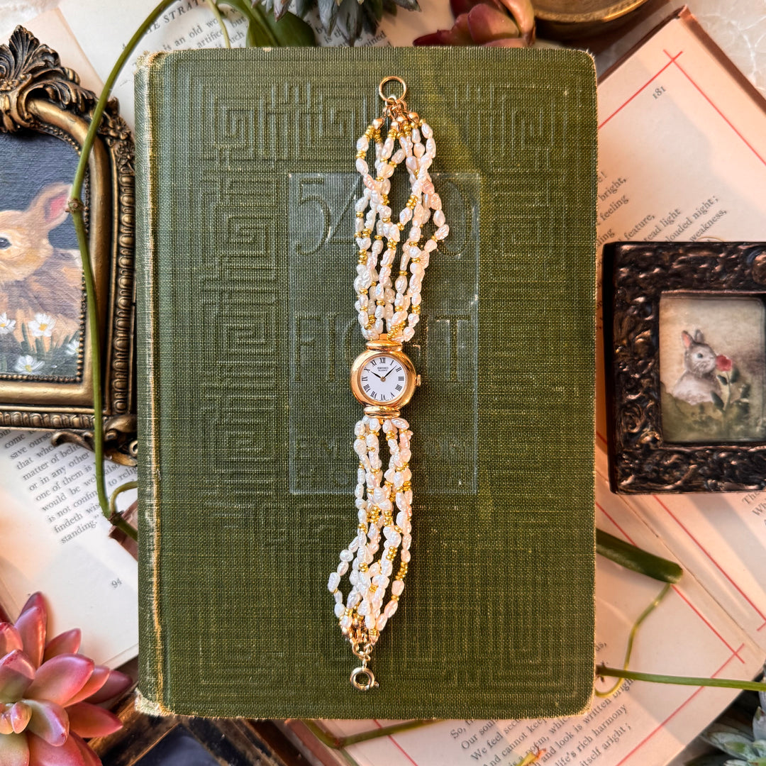 Gold Handmade Pearl String Watch