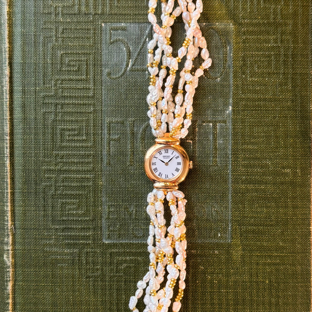 Gold Handmade Pearl String Watch
