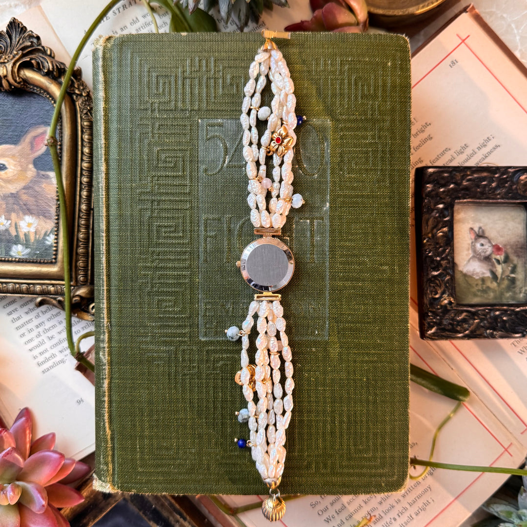 Gold Pearl String Watch