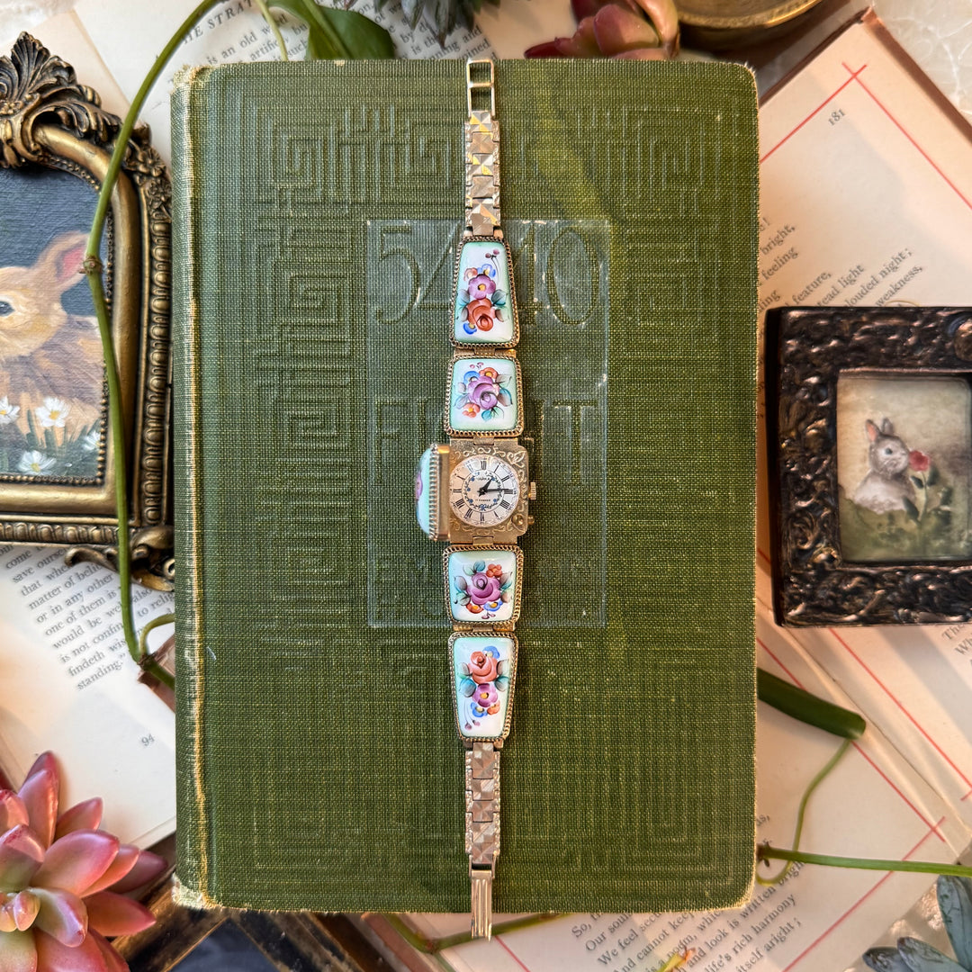 Rare Gold Hand Painted Enamel Watch