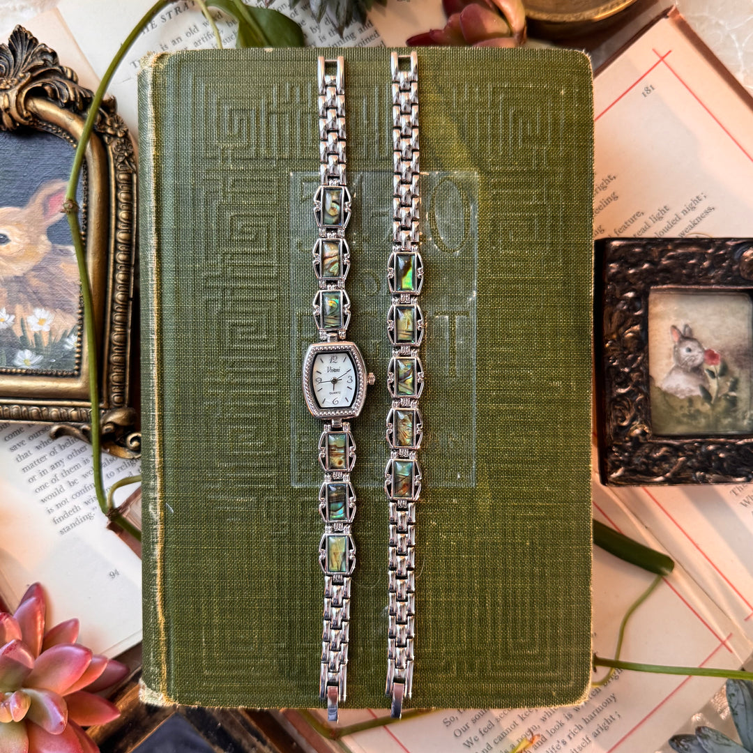 Silver Abalone Watch with Matching Bracelet